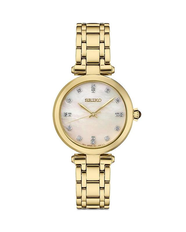 Seiko Womens Diamond (1/8 ct. t.w.) Gold-Tone Stainless Steel Bracelet Watch 30mm Product Image