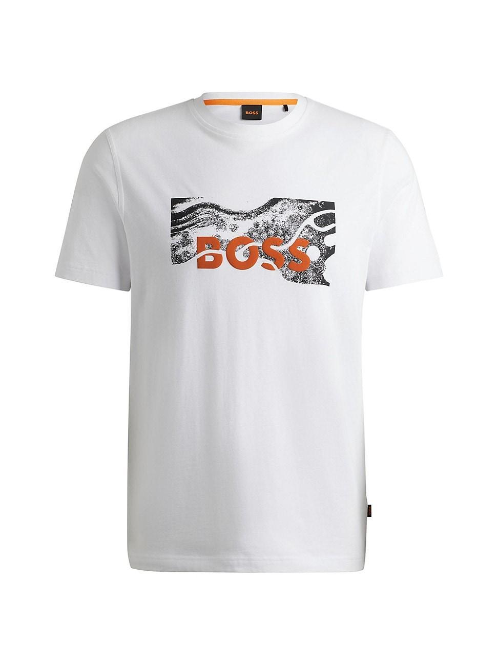 Mens Cotton-Jersey Regular-Fit T-Shirt with Logo Artwork Product Image