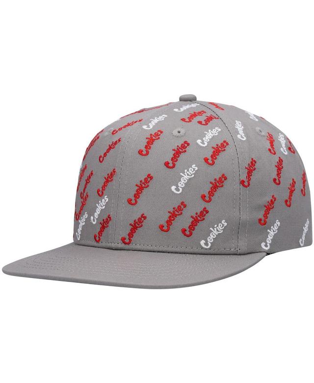 Mens Cookies Gray Triple Beam Allover Print Snapback Hat Product Image