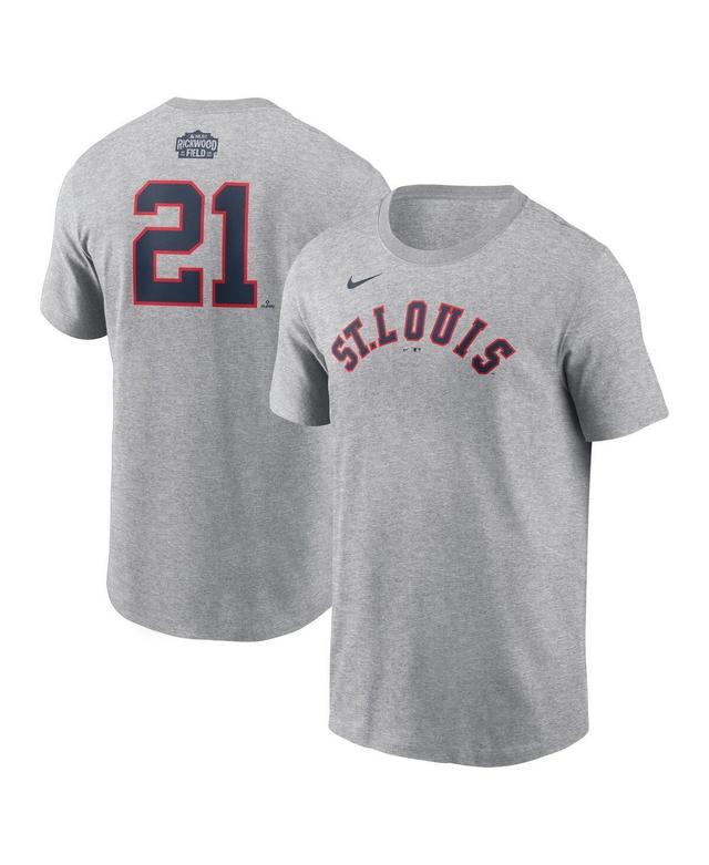 Nike Mens Lars Nootbaar Gray St. Louis Cardinals 2024 Rickwood Classic Fuse Name Number T-Shirt Product Image