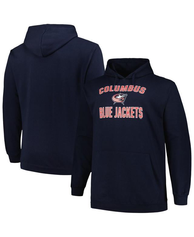 Mens Profile Navy Columbus Blue Jackets Big and Tall Arch Over Logo Pullover Hoodie Product Image