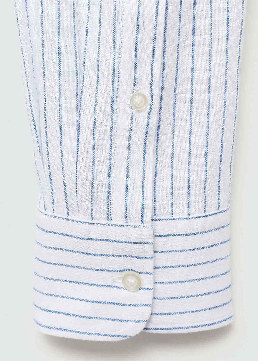 MANGO MAN - Regular-fit striped cotton-linen shirt whiteMen Product Image