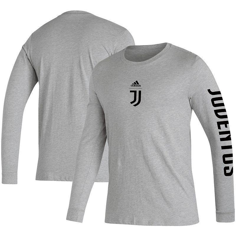 Mens adidas Heather Gray Juventus Team Crest Long Sleeve T-Shirt Grey Product Image