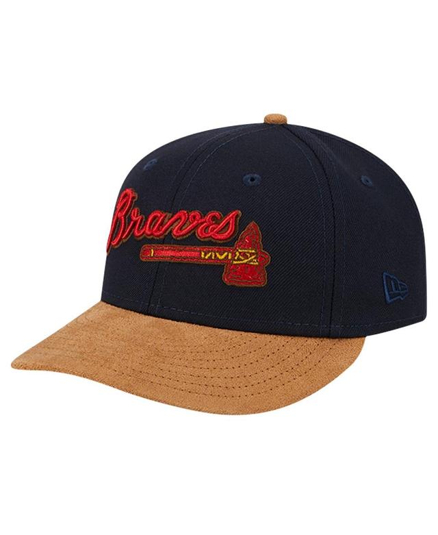 New Era Mens Navy Atlanta Braves Team Suede Visor Low Profile 59FIFTY Fitted Hat Product Image