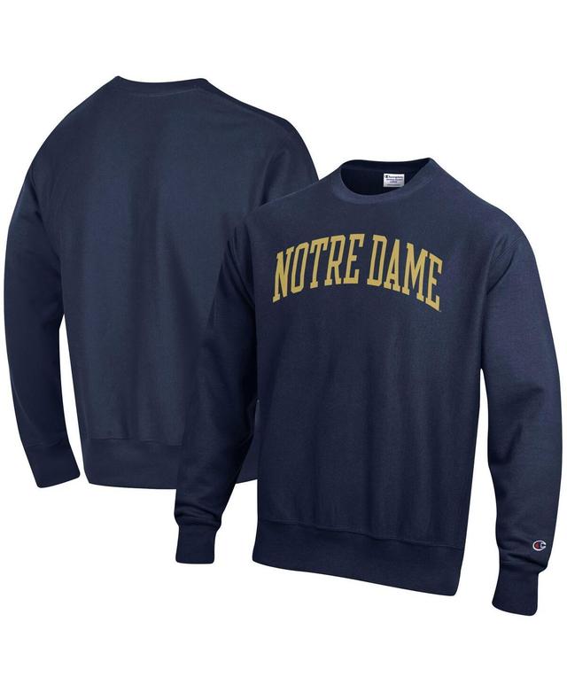 Mens Champion Navy Notre Dame Fighting Irish Big and Tall Reverse Weave Fleece Crewneck Pullover Sweatshirt Product Image