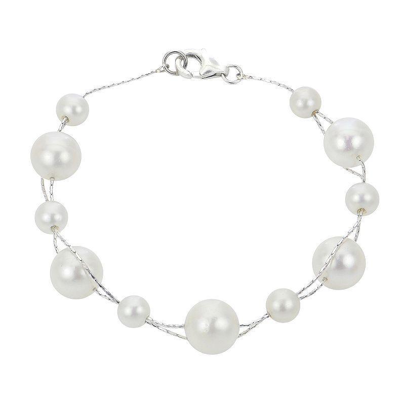 PearLustre by Imperial Sterling Silver Multi Chain Freshwater Cultured Pearl Bracelet, Womens Product Image