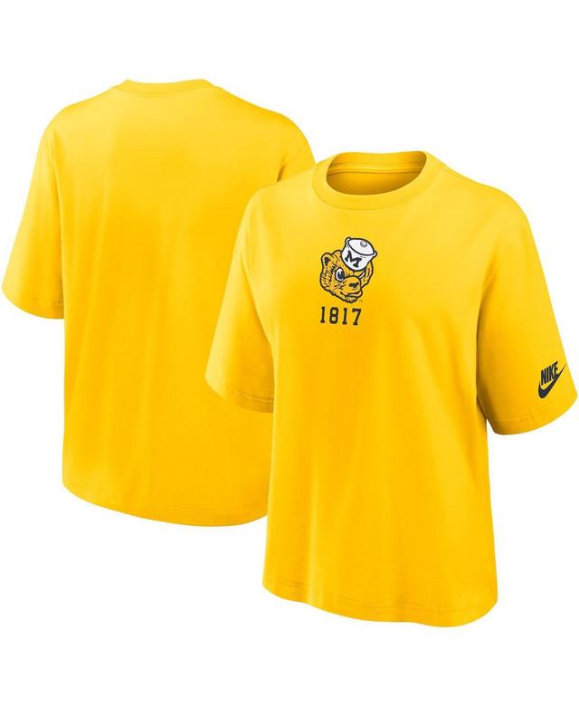 Nike Womens Maize Michigan Wolverines Boxy Legacy Established T-Shirt Product Image