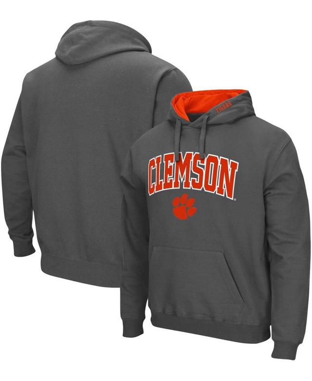 Mens Colosseum Heather Gray Clemson Tigers Arch & Logo 3.0 Pullover Hoodie Product Image