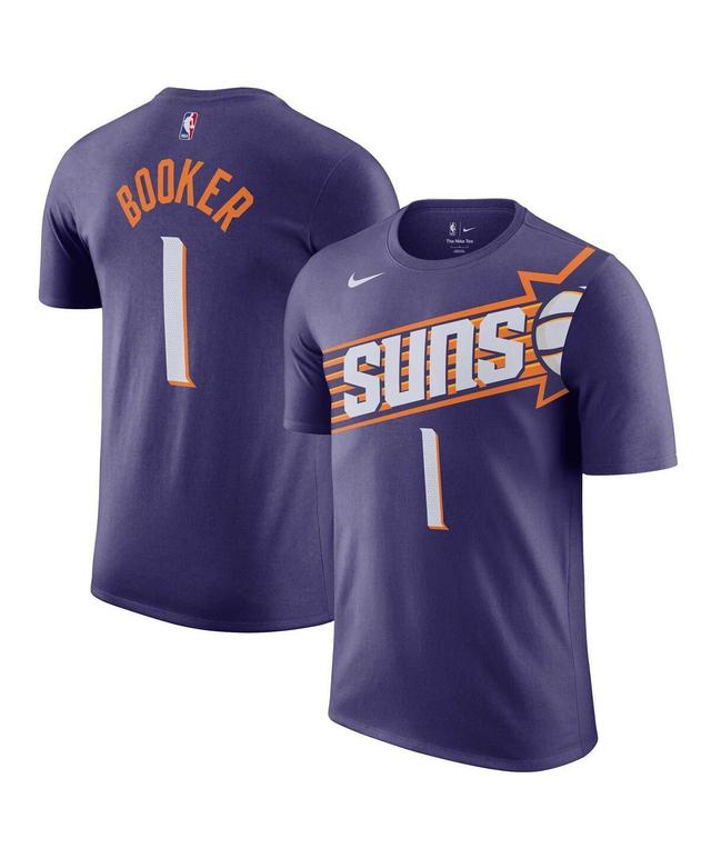 Mens Nike Devin Booker Purple Phoenix Suns Icon Edition Name and Number T-shirt Product Image