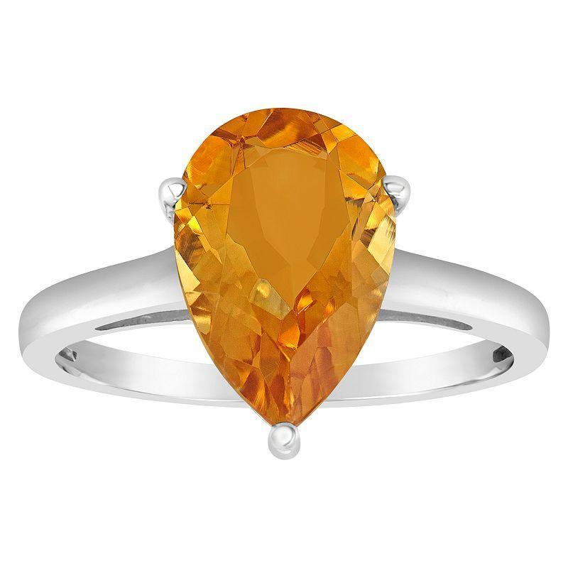 Alyson Layne 14k Gold Pear Cut Citrine Solitaire Ring, Womens Product Image