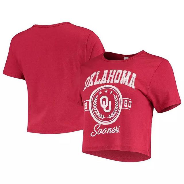 Womens ZooZatz Crimson Oklahoma Sooners Core Laurels Cropped T-Shirt Product Image