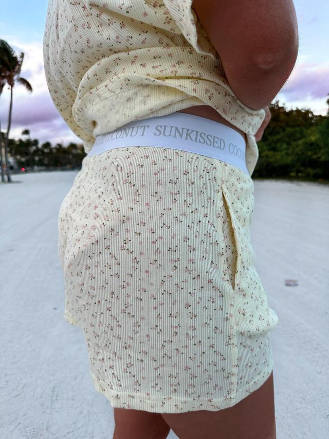 Lemon Floral Pajama Shorts Product Image