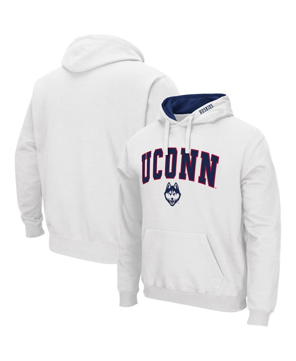 Mens Colosseum White UConn Huskies Arch & Logo 3.0 Pullover Hoodie Product Image