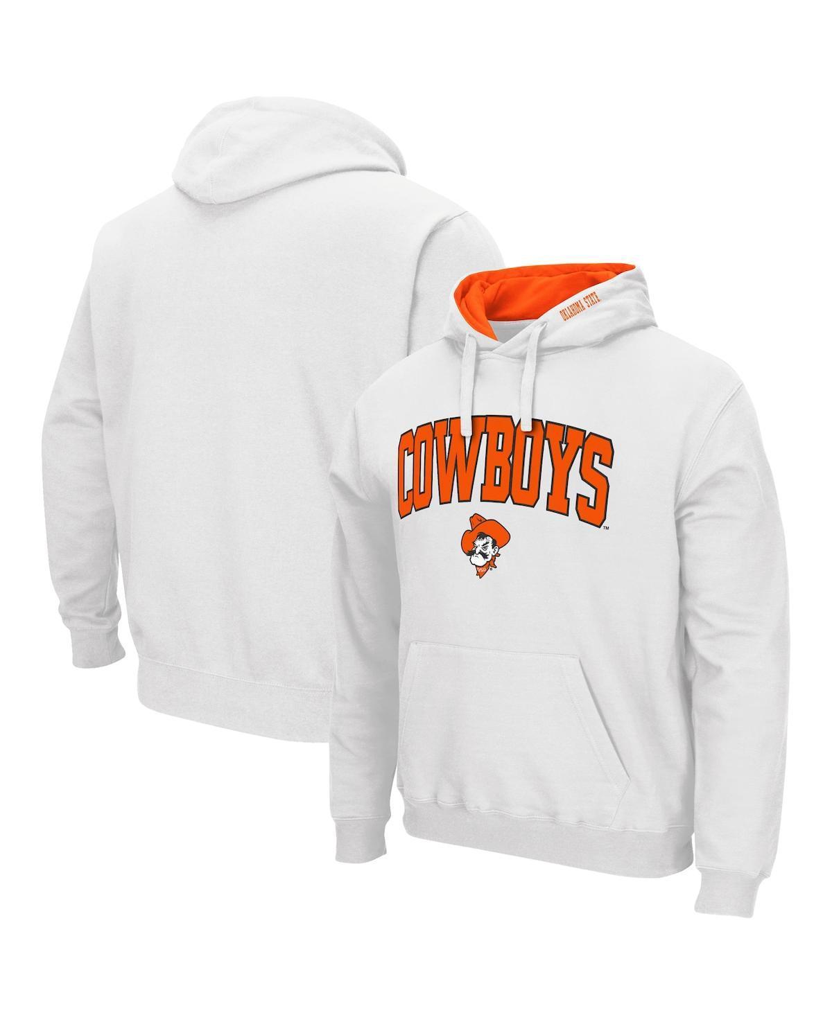 Mens Colosseum White Oklahoma State Cowboys Arch & Logo 3.0 Pullover Hoodie Product Image