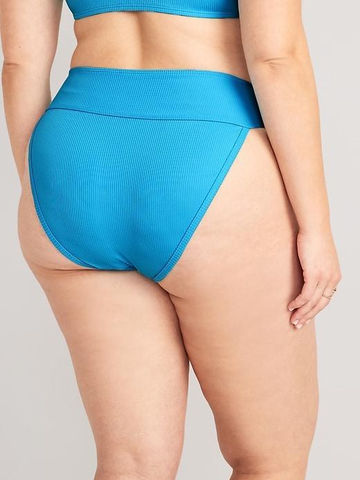 High-Waisted Ribbed French-Cut Bikini Swim Bottoms Product Image