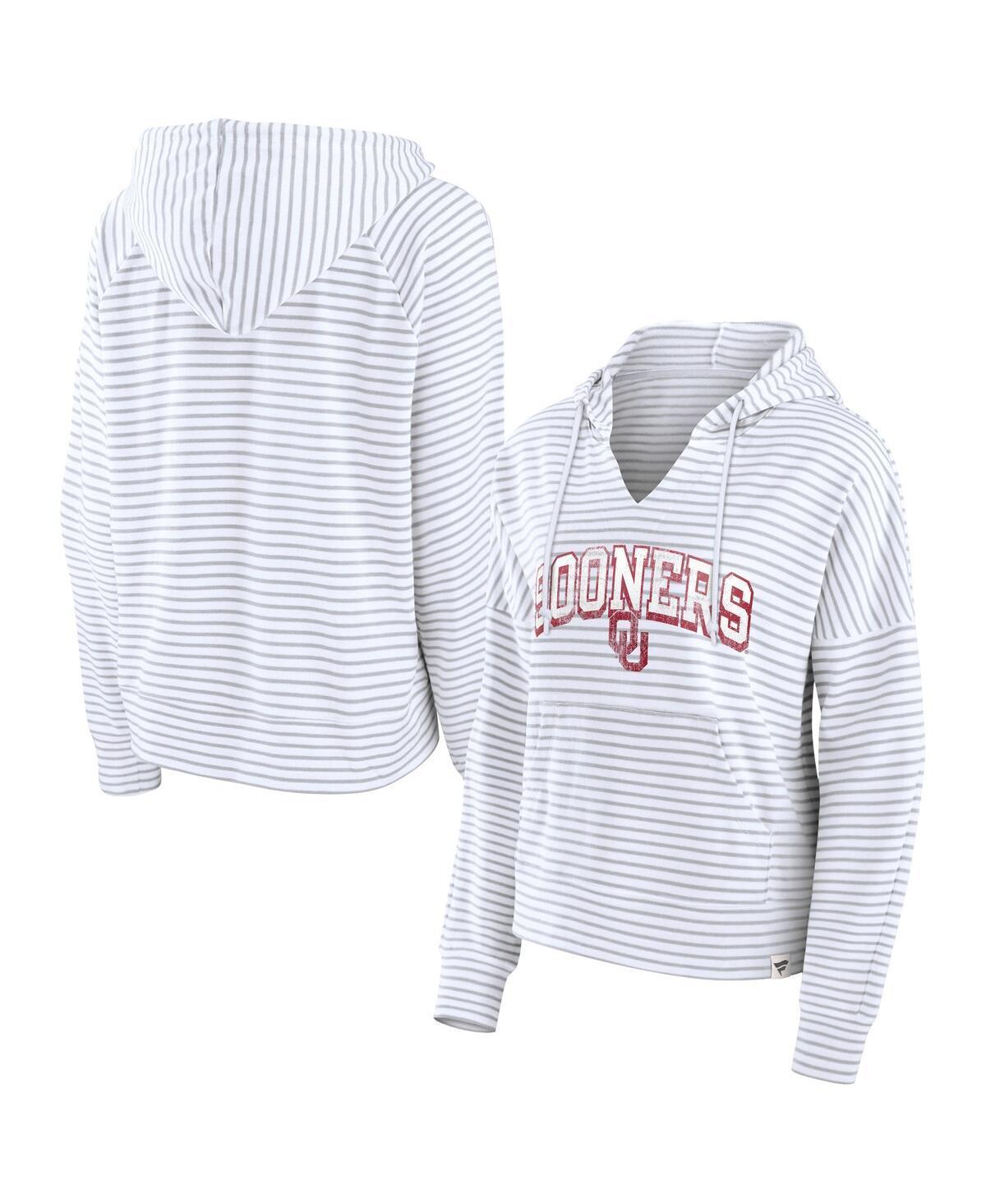 Womens Fanatics Branded Oklahoma Sooners Striped Notch Neck Pullover Hoodie Product Image