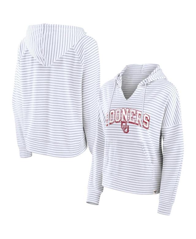 Womens Fanatics Branded Oklahoma Sooners Striped Notch Neck Pullover Hoodie Product Image