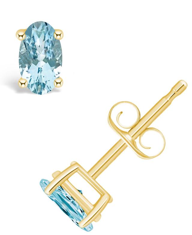 Belk & Co 14K Gold 5X3 Oval Aquamarine Earrings Product Image