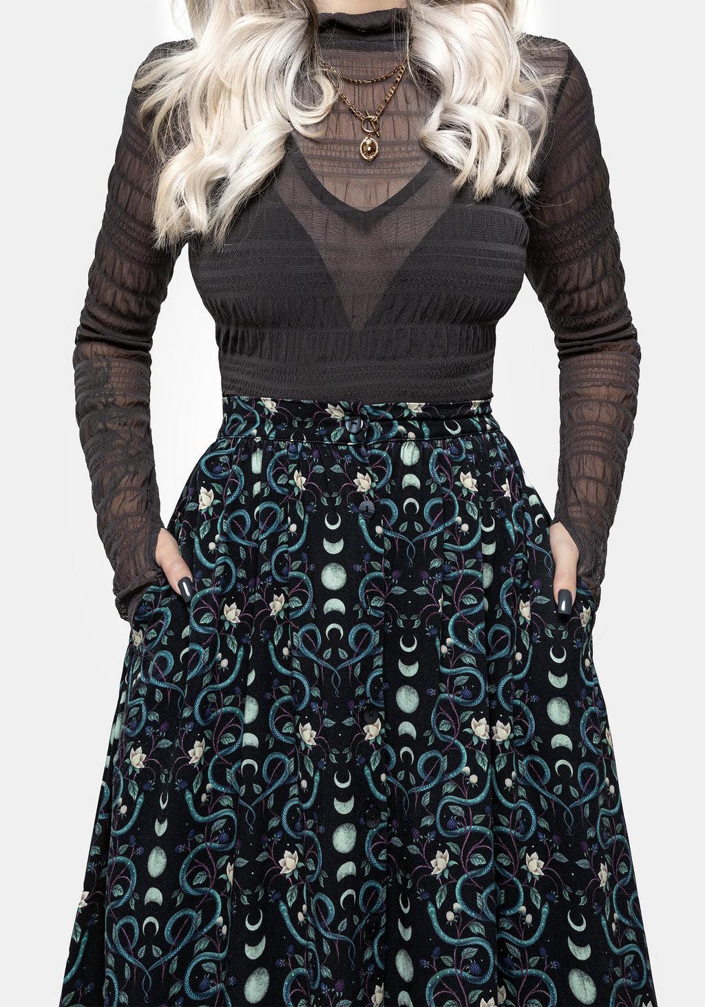 Pythia Print Button Up Midi Skirt Product Image