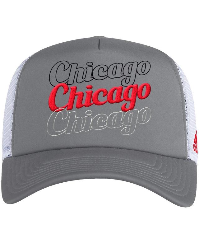 Womens adidas Gray/White Chicago Blackhawks Foam Trucker Snapback Hat Product Image