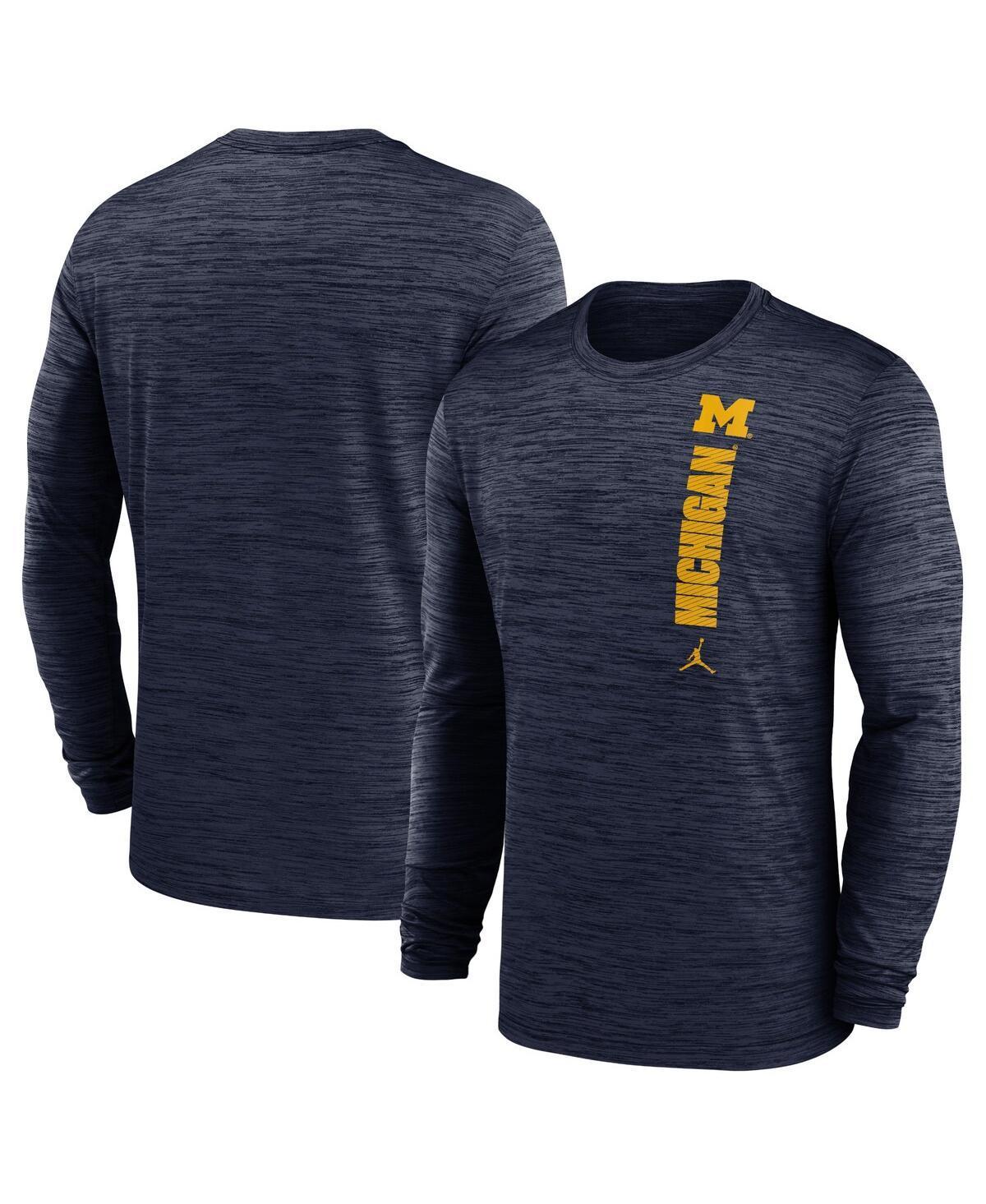 Jordan Mens Navy Michigan Wolverines 2024 Sideline Velocity Performance Long Sleeve T-Shirt Product Image