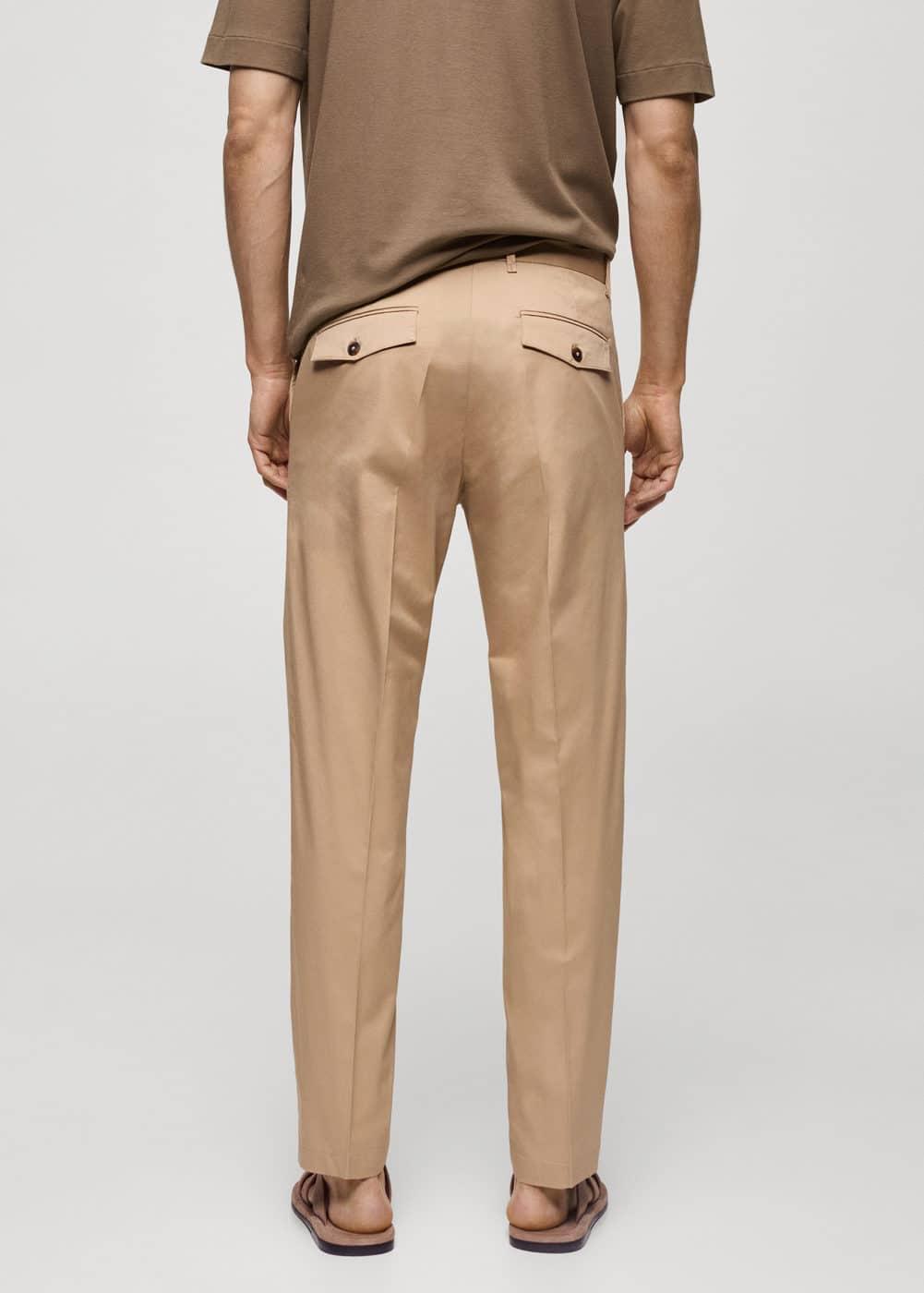 MANGO MAN - Regular fit structure cotton trousers beigeMen Product Image