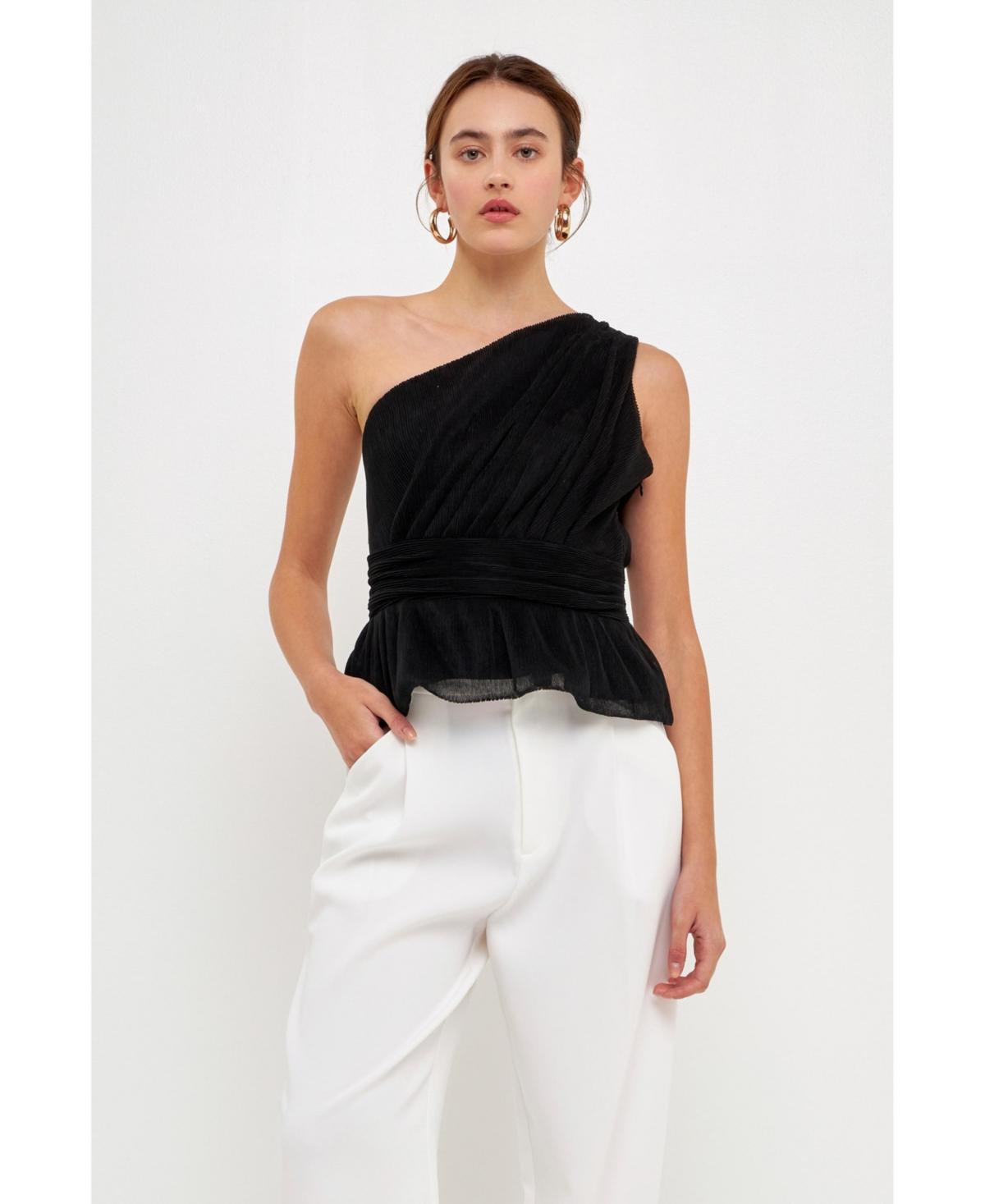 Endless Rose One-Shoulder Textured Tulle Top Product Image