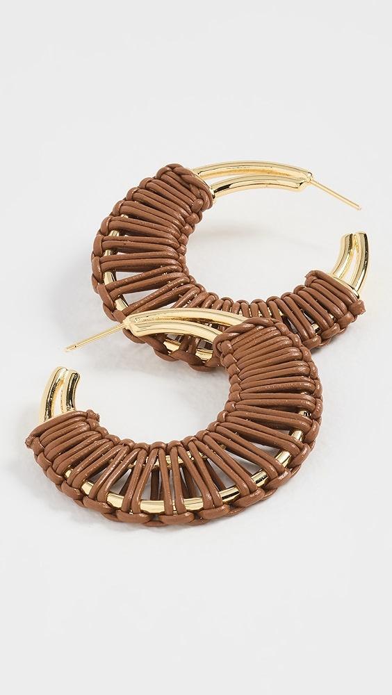 Kenneth Jay Lane Leather Wrapped Hoop Earrings | Shopbop Product Image