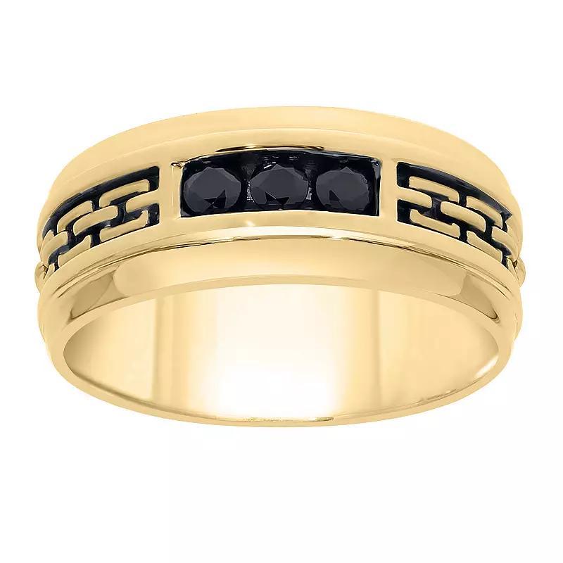 Sterling Silver 1/3 Carat T.W. Black Diamond Ring, Mens Yellow Product Image