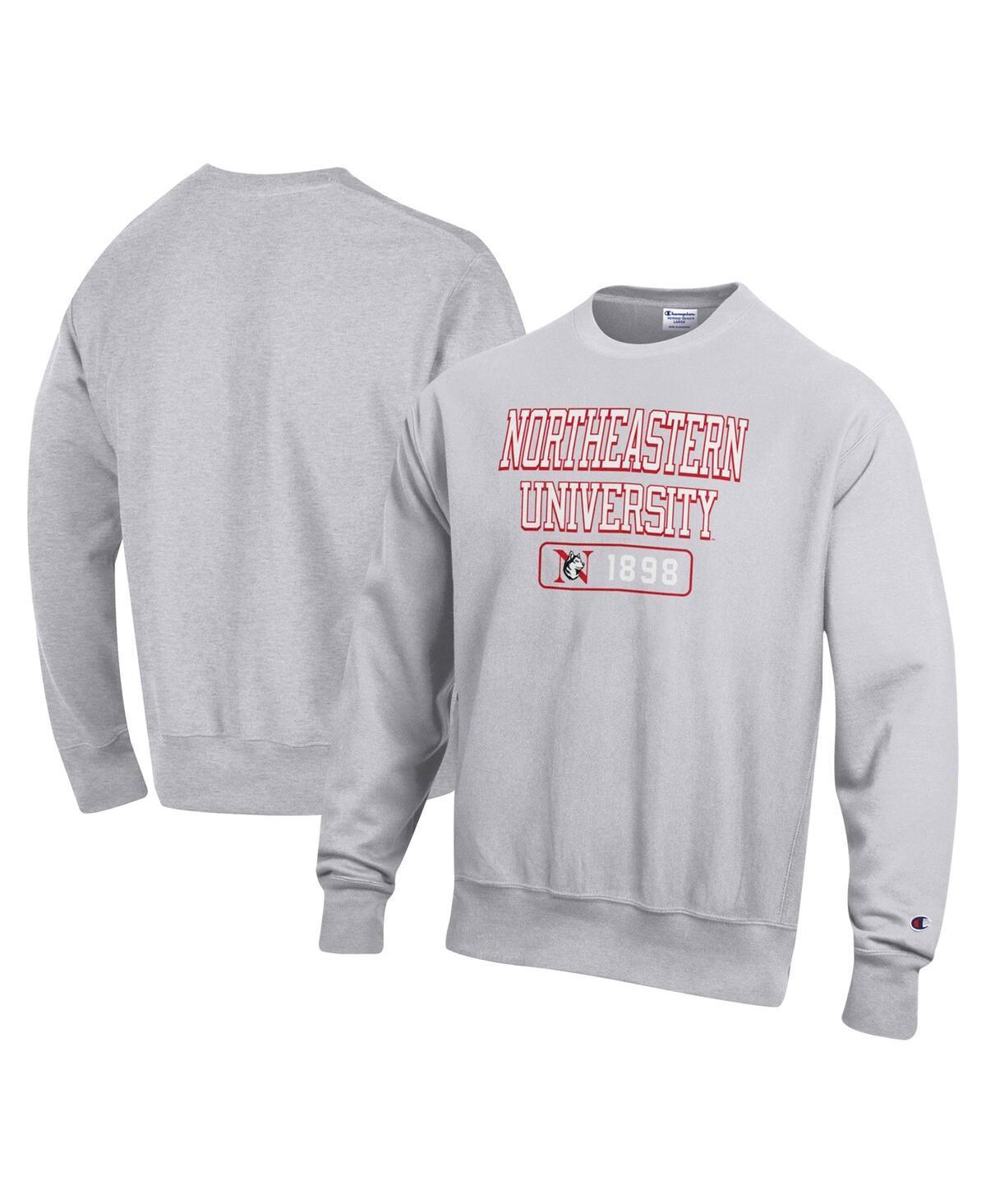 Mens Champion Gray Northeastern Huskies Reverse Weave Crew Pullover Sweatshirt Product Image