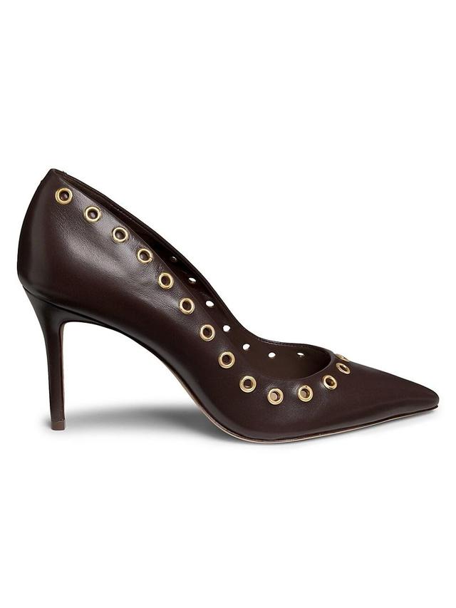 Womens Grommet-Embellished Leather Pumps Product Image