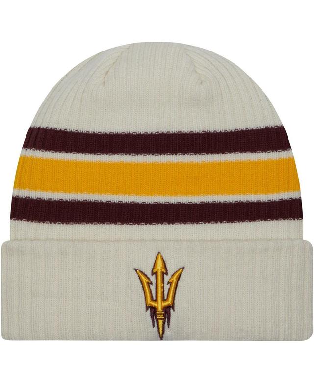 Mens New Era Cream Arizona State Sun Devils Vintage Cuffed Knit Hat Product Image