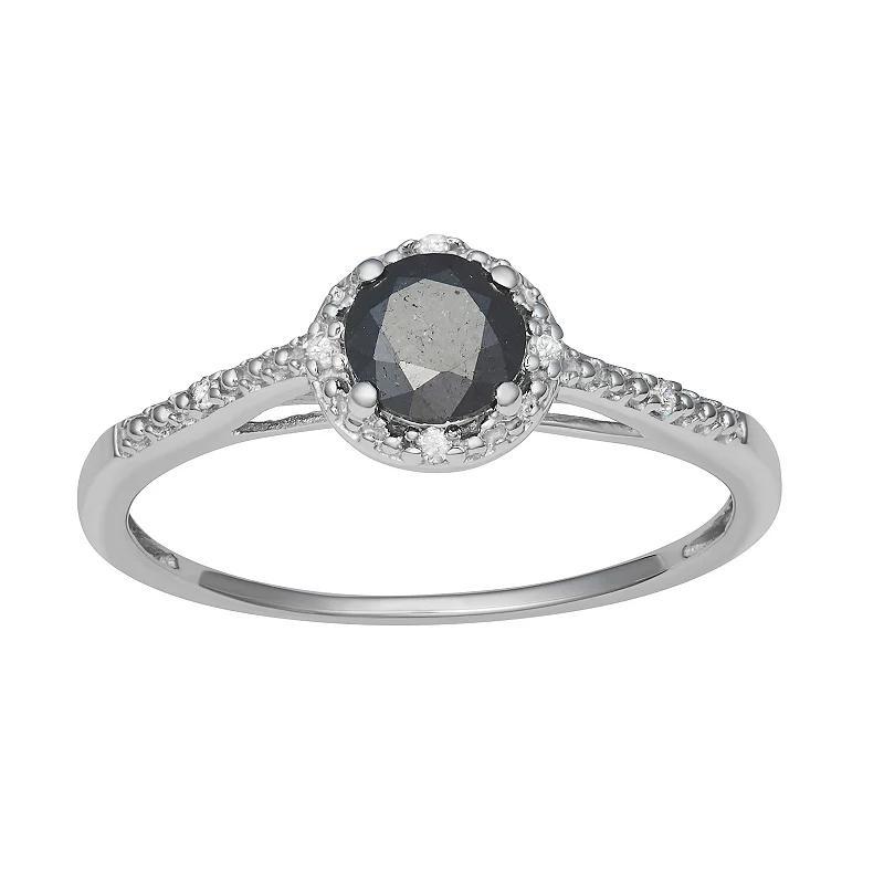 HDI Sterling Silver 1/2 Carat T.W. Black Diamond Solitaire Ring, Womens Product Image