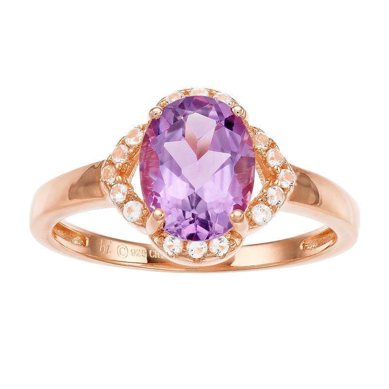 Gemminded 18k Rose Gold Over Silver Amethyst Ring, Womens Pink Tone Product Image