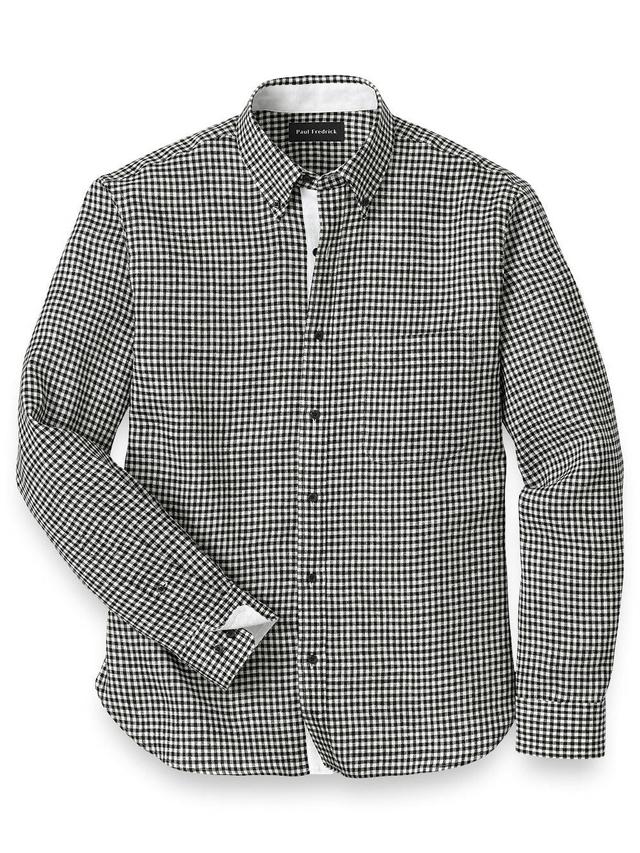 Slim Fit Linen Gingham Check Casual Shirt Product Image