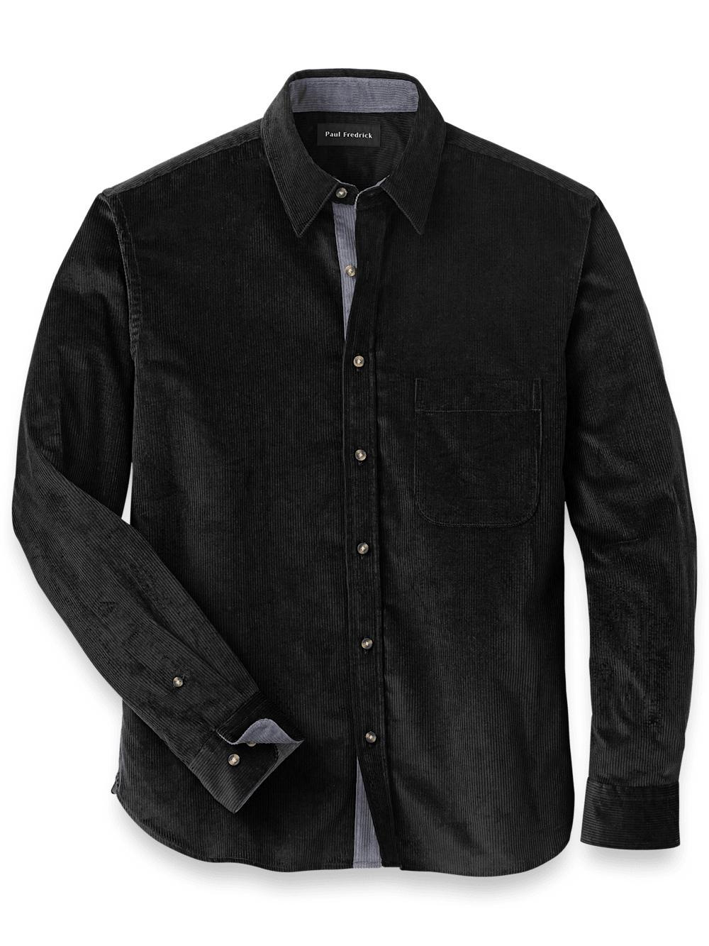 Cotton Corduroy Casual Shirt - Black product image