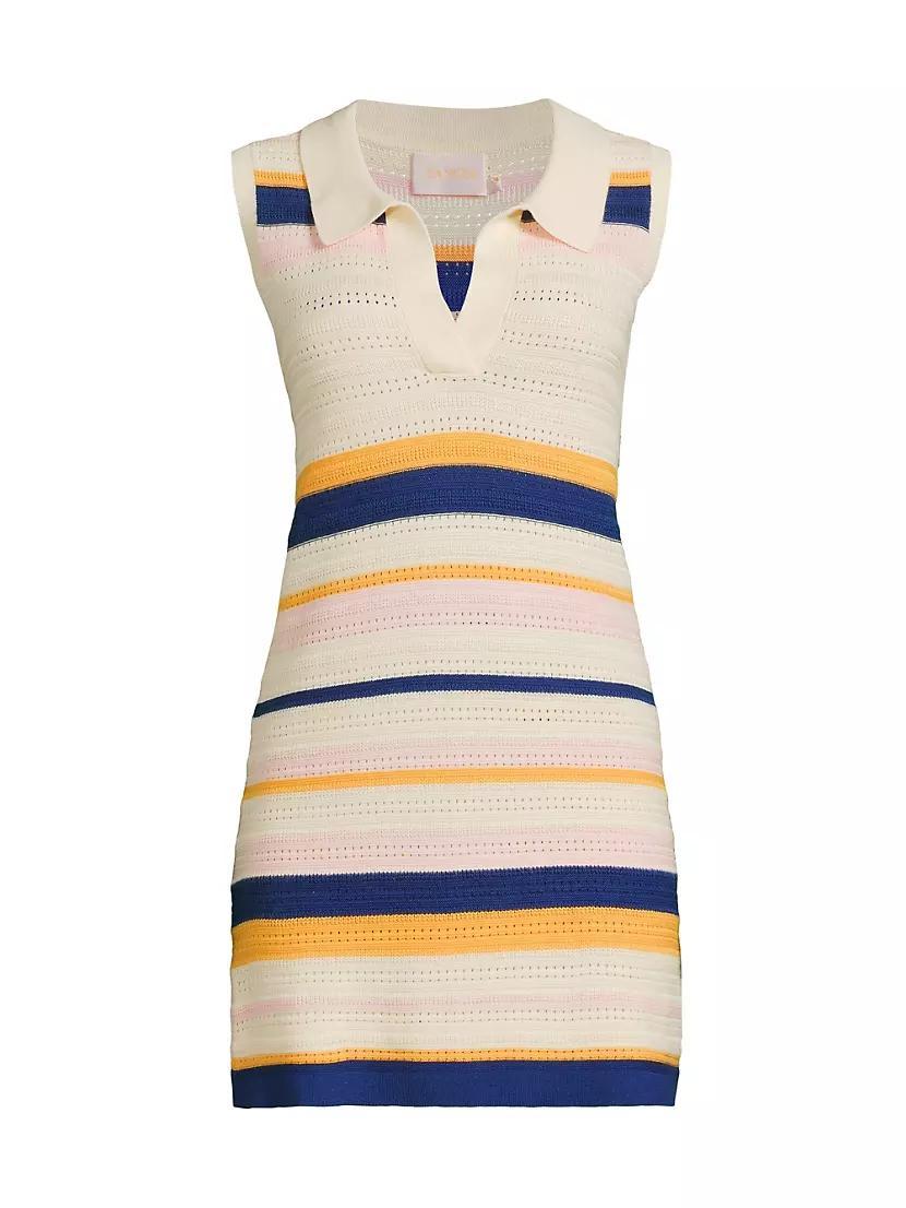 Azra Striped Pointelle Knit Minidress Product Image