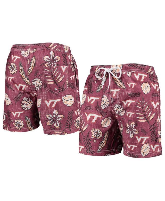 Mens Wes & Willy Maroon Virginia Tech Hokies Vintage-Like Floral Swim Trunks Product Image