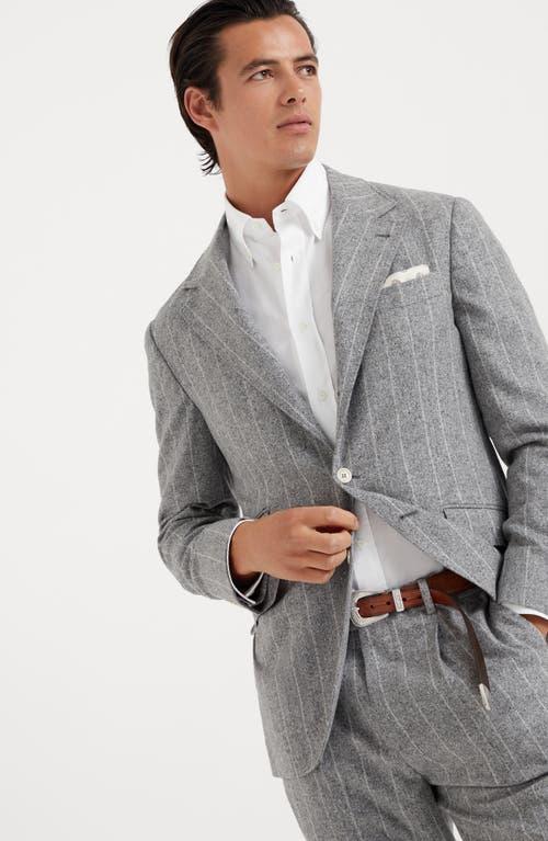 Wool-silk Striped Blazer In Grey Product Image