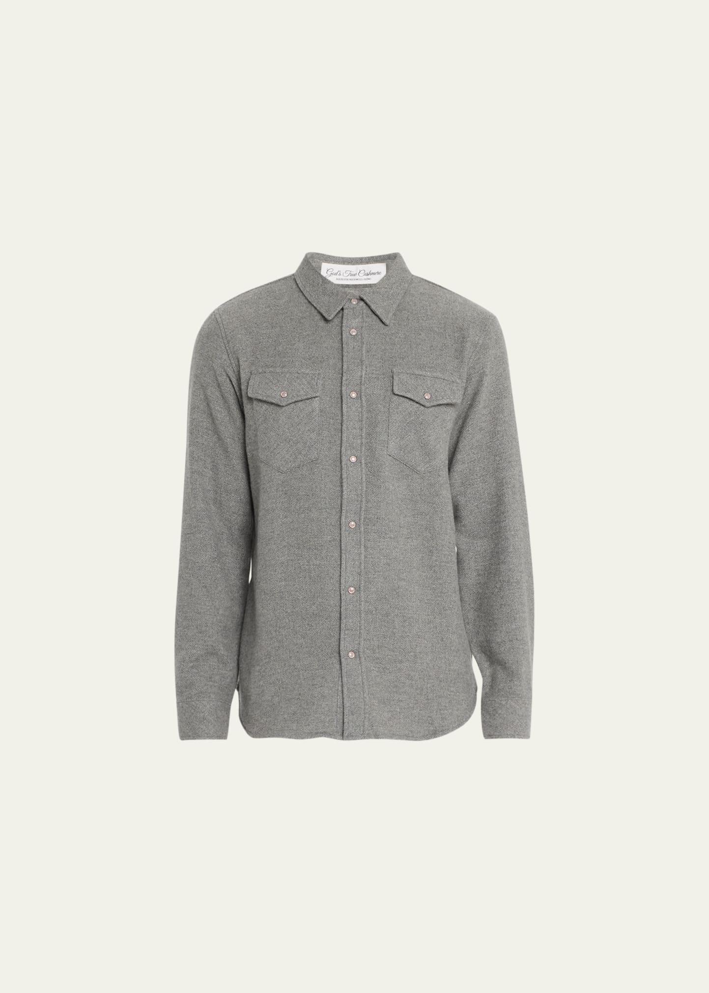 Mens Grey Solid Cashmere Shirt Product Image