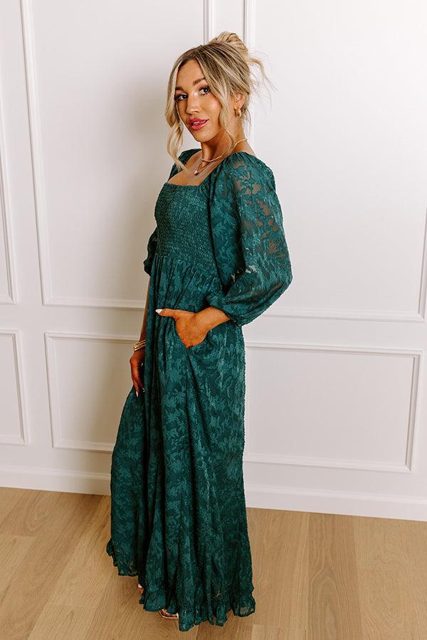 Sweetest Secret Jacquard Maxi Dress in Hunter Green Product Image