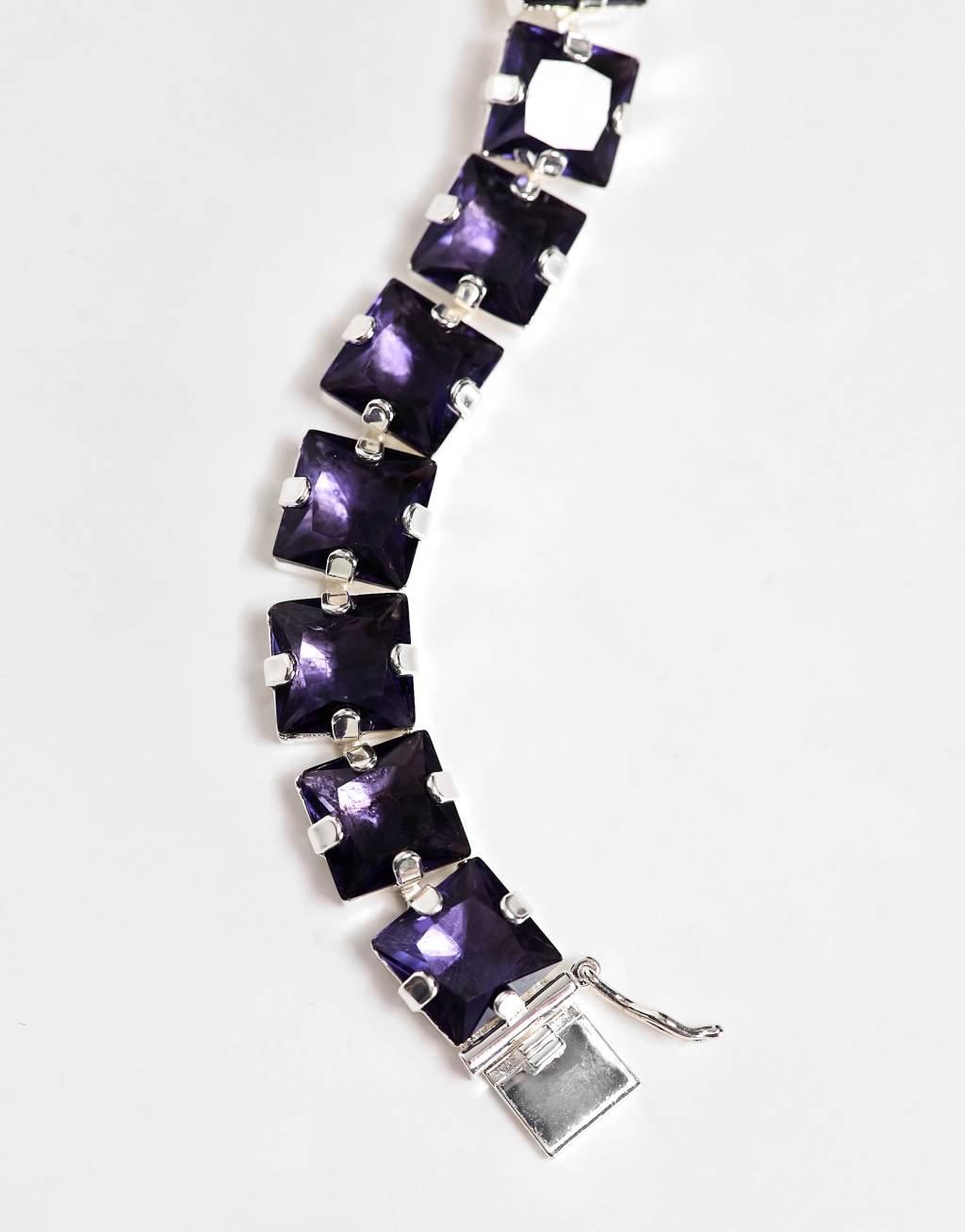 Image Gang tennis chain necklace with violet cubic zirconia-Purple Product Image