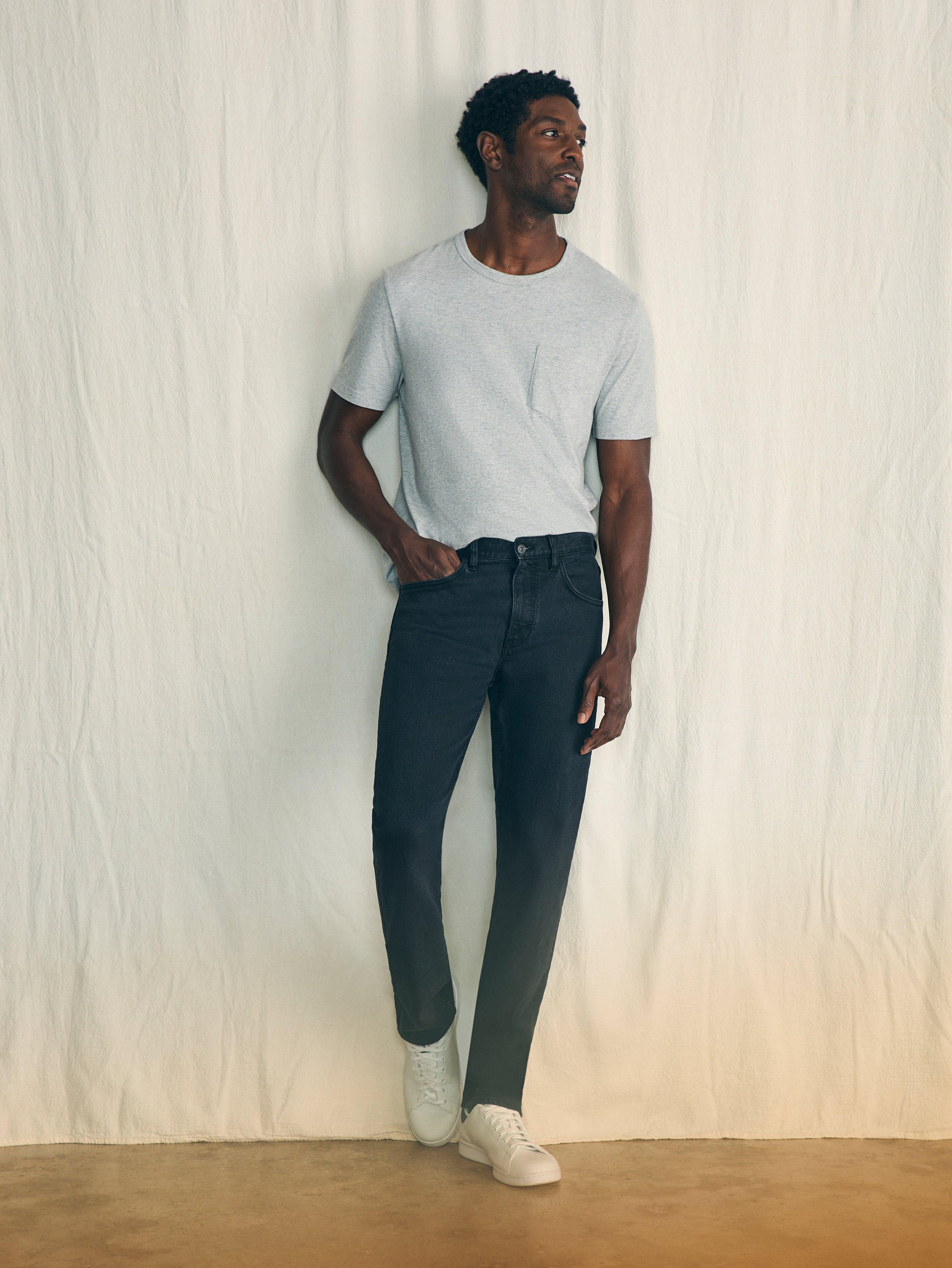 Organic Cotton Slim Straight Denim (34" Inseam) - Black Smoke Wash Male Product Image