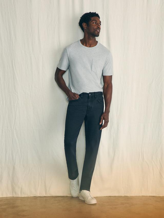 Organic Cotton Slim Straight Denim (34" Inseam) - Black Smoke Wash Product Image