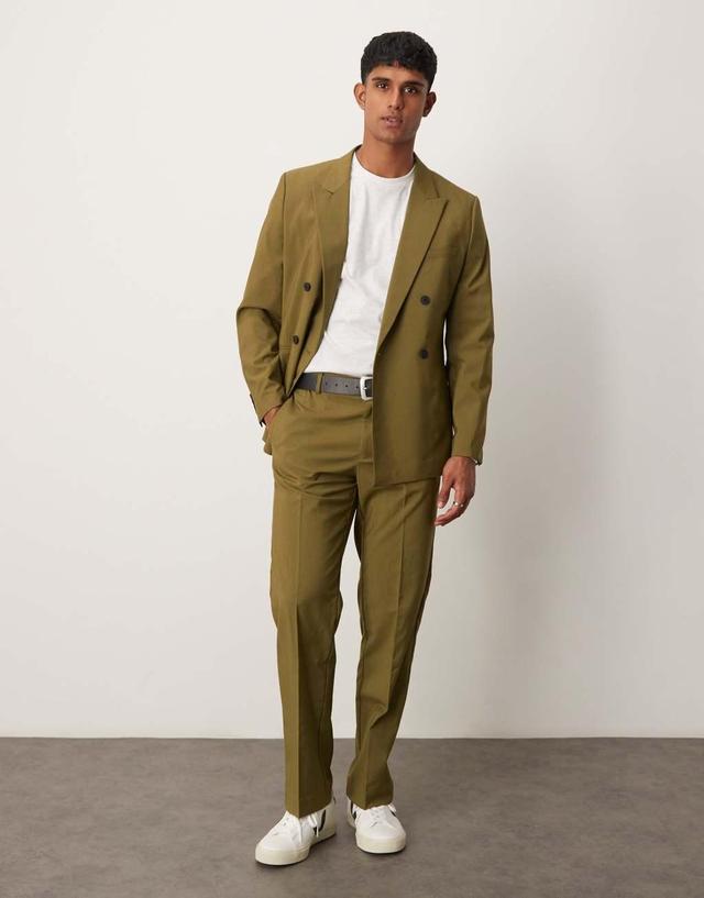 ASOS DESIGN straight leg suit pants in olive green  Product Image