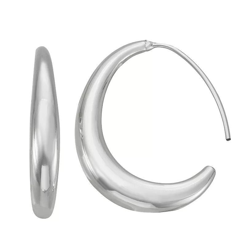 Nine West Silver Tone Threader Hoop Earrings, Womens Product Image