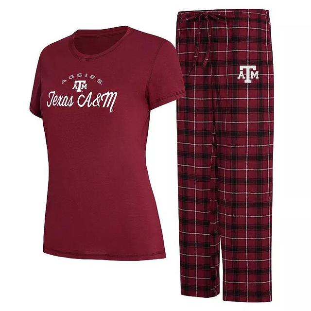 Womens Concepts Sport Maroon/Black Texas A&M Aggies Arctic T-Shirt & Flannel Pants Sleep Set Product Image