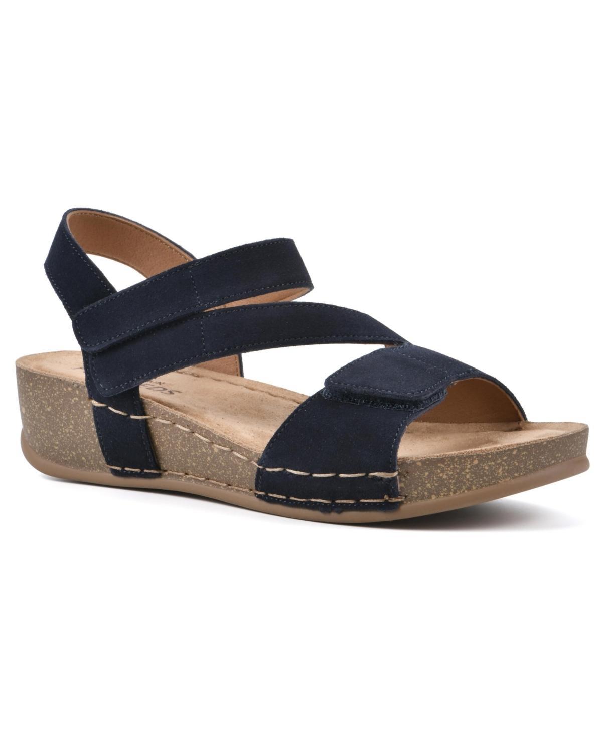 White Mountain Womens Fern Footbed Wedge Sandals - Black Product Image