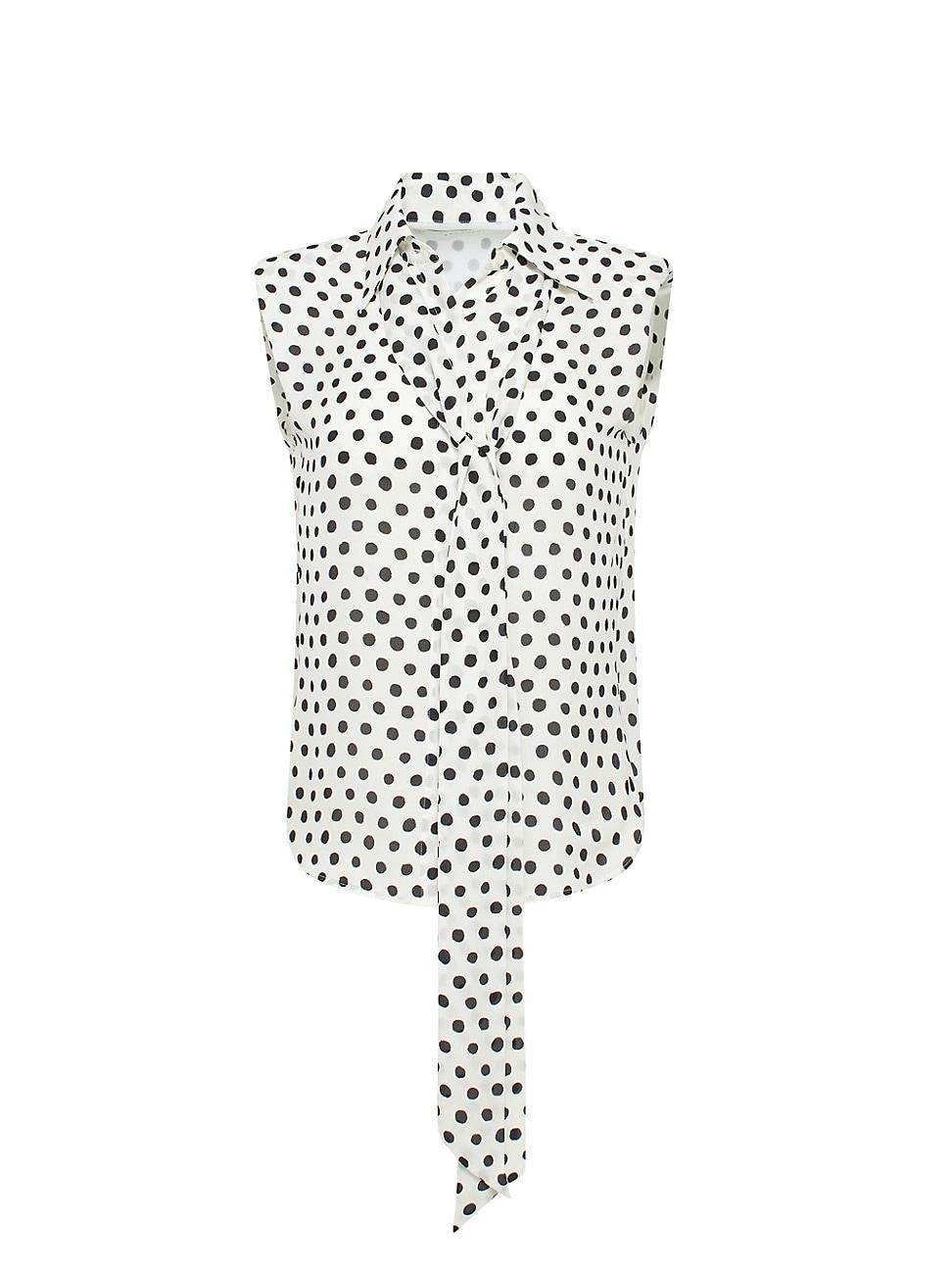 Womens Leylani Polka Dot Tie-Neck Blouse Product Image