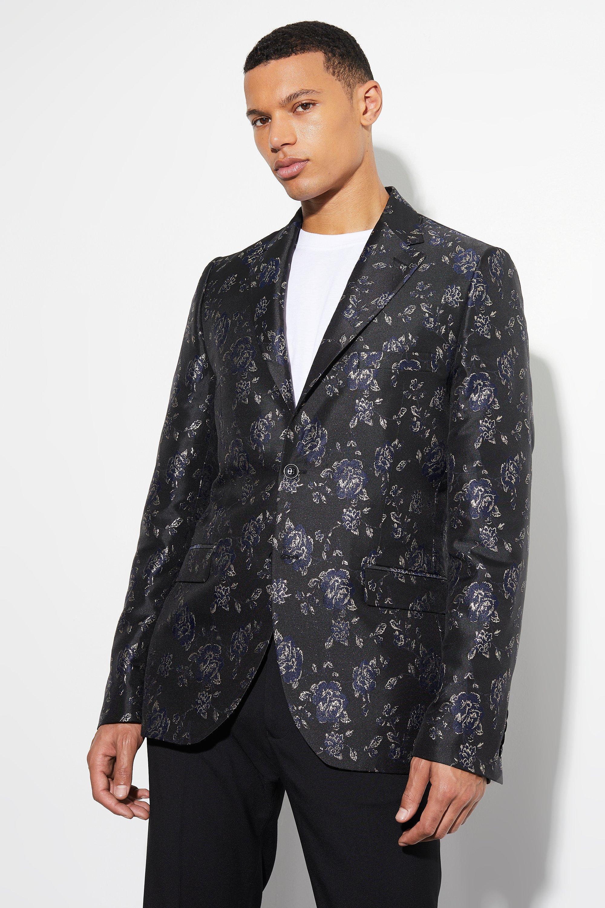 Tall Slim Rose Jacquard Blazer | boohooMAN USA Product Image